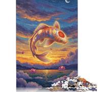 Puzzle carré 1000 pièces « Koi Fish Dreamscape » pour Adultes, Puzzles en Bois, Meilleur Cadeau de Noël pour Adultes (75 x 50 cm)