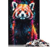 Puzzle carré 1000 pièces Panda Roux Aquarelle pour Adultes Puzzles en Bois Puzzle éducatif Jeu Familial 1000 pièces (75 x 50 cm)
