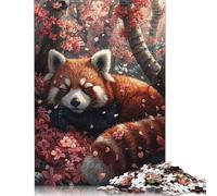 Puzzle carré 1000 pièces Panda Roux Sakura endormi pour Adultes et Puzzles en Bois Jouets éducatifs Jeux familiaux 1000 pièces (75 x 50 cm)