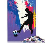 Puzzle carré 1000 pièces représentant la Silhouette du Joueur de Football français pour Adultes et Puzzles en Bois pour Cadeaux de Noël 1000 pièces (75 x 50 cm)