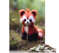Puzzle carré 1000 pièces représentant Un Adorable Petit Panda Roux pour Adultes, en Bois, décoration Murale, Cadeaux de Noël, 1000 pièces (75 x 50 cm)