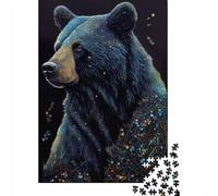 Puzzle carré 1000 pièces représentant Un Ours Noir Peint à l'encre, idéal pour Les Adultes et Les Cadeaux de Noël (75 x 50 cm).