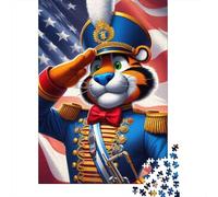 Puzzle carré 1000 pièces Salut du Tigre pour Adultes Puzzles en Bois Jeu Stimulant Puzzles 1000 pièces (75 x 50 cm) Cadeaux de Noël