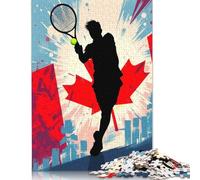 Puzzle carré 1000 pièces Silhouette de Joueur de Tennis Canadien pour Adultes et Puzzles en Bois Jeu éducatif Défi Jouet 1000 pièces (75 x 50 cm)