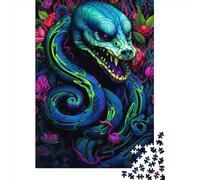Puzzle carré 500 pièces Art Animal Serpent pour Adultes, Puzzles en Bois, Jeu Pratique 500 pièces (52 x 38 cm)