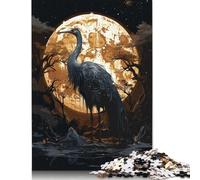 Puzzle carré 500 pièces Cigogne Noire d'horreur pour Adultes et Puzzles en Bois, Jeu éducatif, Jouet de défi, 500 pièces (52 x 38 cm)