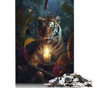 Puzzle carré 500 pièces garçon tigre lampe magique pour adultes puzzle en bois jeu éducatif pour enfants 500 pièces (52 x 38 cm)