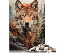 Puzzle carré 500 pièces pour adultes Royaume du loup alpha en bois, jouet éducatif, 500 pièces (52 x 38 cm)