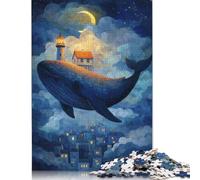 Puzzle carré 500 pièces « Whale Island Dreamscape » pour Adultes et Puzzles en Bois pour Cadeaux de Noël (500 pièces, 52 x 38 cm)