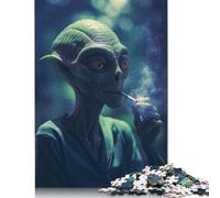 Puzzle carré Alien fumant Une Cigarette, 500 pièces, pour Adultes, Puzzle en Bois, Jeu éducatif pour Enfants, 500 pièces (52 x 38 cm)
