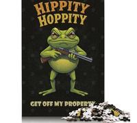 Puzzle carré Amusant et créatif de 1 000 pièces en Forme de Grenouille avec Fusil de Chasse pour Adultes, Jouets éducatifs en Bois (75 x 50 cm)