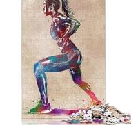 Puzzle carré Aquarelle 500 pièces, Motif athlète féminine, pour Adultes et Enfants, en Bois, idéal comme Cadeau de Noël, 500 pièces (52 x 38 cm).