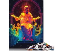 Puzzle carré Aquarelle Jésus-Christ 1000 pièces pour Adultes et Enfants, 38 x 26 cm, idéal comme Cadeau de Noël.