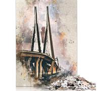 Puzzle carré Aquarelle Mumbai Inde 1000 pièces pour Adultes et Enfants, Cadeaux de Noël (75 x 50 cm)