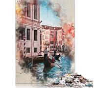 Puzzle carré Aquarelle Venise Italie 500 pièces pour Adultes et Puzzles en Bois pour Cadeaux de Noël 500 pièces (52 x 38 cm)