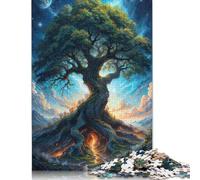 Puzzle carré Arbre Cosmique enchanté 1000 pièces pour Adultes, Puzzle en Bois éducatif, Jeu Familial, 1000 pièces (75 x 50 cm)