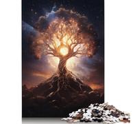 Puzzle carré Arbre de Vie Magique 500 pièces pour Adultes, Puzzles en Bois, Jouets, décoration Murale, Cadeaux de Noël, 500 pièces (52 x 38 cm)