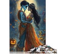 Puzzle carré Artistique de 1 000 pièces en Bois pour Adultes, Motif tête de Mort, idéal pour Une activité familiale (75 x 50 cm).