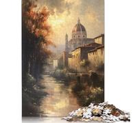 Puzzle carré Artistique Florence Italie 1000 pièces pour Adultes, Puzzle en Bois éducatif, Jeu Familial, 1000 pièces (75 x 50 cm)