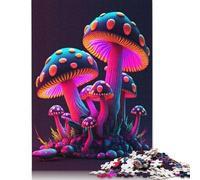 Puzzle carré Champignon néon 1000 pièces pour Adultes, Puzzle en Bois, Jouet, décoration Murale, Cadeaux de Noël, 1000 pièces (75 x 50 cm)