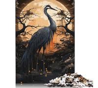 Puzzle carré Cigogne Noire Antique 500 pièces pour Adultes, Puzzle en Bois, Jeu Pratique 500 pièces (52 x 38 cm)