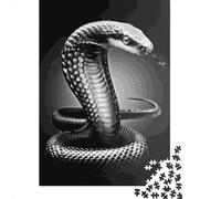 Puzzle carré Cobra Noir de 500 pièces pour Adultes, Puzzle en Bois, Cadeau de Noël idéal pour Adultes, 500 pièces (52 x 38 cm)