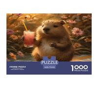 Puzzle carré créatif 1000 pièces Boisson Capybara pour Adultes, Puzzles en Bois, Jeux de défi Uniques, 1000 pièces (75 x 50 cm)