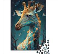 Puzzle carré créatif 1000 pièces Girafe du Royaume Enchanté pour Adultes, Puzzles en Bois, Jeux de défi Uniques, 1000 pièces (75 x 50 cm)