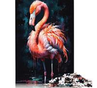 Puzzle carré créatif 1000 pièces Motif Flamant Rose Aquarelle pour Adultes, Puzzle en Bois, Jeu Stimulant 1000 pièces (75 x 50 cm)