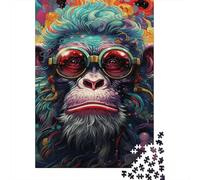 Puzzle carré créatif 1000 pièces représentant Un Gorille, idéal pour Adultes, Jeu Stimulant en Bois (75 x 50 cm).