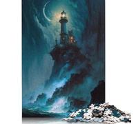 Puzzle carré créatif 1000 pièces « Un Phare dans la tempête » V1 pour Adultes et Puzzles en Bois, Jouets éducatifs 1000 pièces (75 x 50 cm)