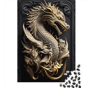 Puzzle carré créatif Art déco Dragon Mystique 1000 pièces pour Adultes et Puzzles en Bois. Jeux de Puzzle Anti-Stress et Cadeaux de Noël Uniques. 1000 pièces (75 x 50 cm).