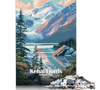 Puzzle carré créatif de 1 000 pièces, Affiche du Parc National des Fjords de Kenai, pour Adultes, Jeu intellectuel, 38 x 26 cm, 1 000 pièces