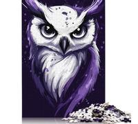 Puzzle carré créatif de 1 000 pièces avec Illustration de Hibou Violet pour Adultes, Puzzles en Bois, Jeux Anti-Stress et Cadeaux de Noël Uniques (75 x 50 cm)