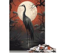 Puzzle carré créatif de 1 000 pièces avec Motif de Cigogne Noire pour Adultes, Puzzles en Bois, Jeux Anti-Stress et Cadeaux de Noël Uniques (75 x 50 cm)