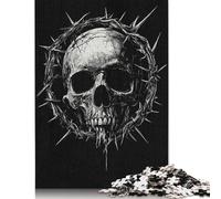Puzzle carré créatif de 1 000 pièces en Bois représentant Un crâne avec Une Couronne d'épines, pour Adultes. Jeu Stimulant (1 000 pièces, 75 x 50 cm).