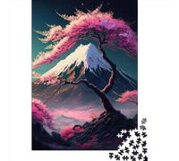 Puzzle carré créatif de 1 000 pièces représentant des Fleurs de Cerisier Japonais pour Adultes et Puzzles en Bois. Jeux de Puzzle Anti-Stress et Cadeaux de Noël Uniques. 1 000 pièces (75 x 50 cm).