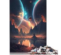 Puzzle carré créatif de 1 000 pièces représentant des planètes Jumelles pour Adultes, Jeu Stimulant en Bois (75 x 50 cm).