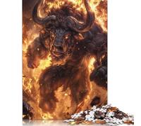 Puzzle carré créatif de 1 000 pièces représentant Le Minotaure enflammé, idéal pour Les Adultes et Les Adultes, idéal pour soulager Le Stress et Offrir des Cadeaux Uniques (75 x 50 cm).