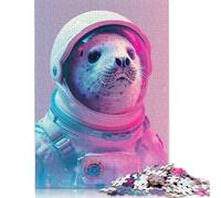 Puzzle carré créatif de 1 000 pièces représentant Un Astronaute Phoque pour Adultes et Puzzles en Bois, Jeu Stimulant (1 000 pièces, 75 x 50 cm)
