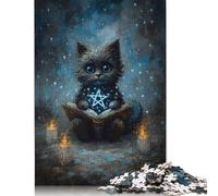 Puzzle carré créatif de 1 000 pièces représentant Un Chat Mystique lisant Un grimoire pour Adultes, Jouets éducatifs en Papier, 38 x 26 cm, 1 000 pièces