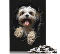 Puzzle carré créatif de 1 000 pièces représentant Un Chien Lhassa Apso pour Adultes, Jeu éducatif en Bois (75 x 50 cm).