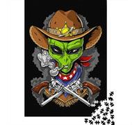 Puzzle carré créatif de 1 000 pièces représentant Un Cow-Boy Extraterrestre pour Adultes, Jeu intellectuel en Bois (75 x 50 cm)