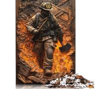 Puzzle carré créatif de 1 000 pièces représentant Un Pompier et Une Flamme, pour Adultes, en Bois, Jouets éducatifs, 1 000 pièces (75 x 50 cm)