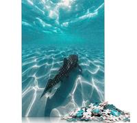 Puzzle carré créatif de 1 000 pièces représentant Un Requin-Baleine sur la Plage, pour Adultes, Puzzles en Papier, Jouets éducatifs, 38 x 26 cm, 1 000 pièces