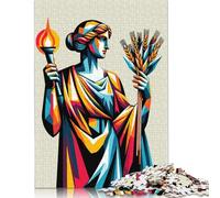 Puzzle carré créatif de 1 000 pièces sur Le thème de la mythologie Grecque Déméter pour Adultes, Jeu intellectuel en Bois (75 x 50 cm).