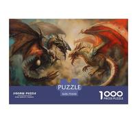Puzzle carré créatif de 1 000 pièces sur Le thème du Combat de Dragon pour Adultes, Puzzles en Bois, Jeux Anti-Stress et Cadeaux de Noël Uniques (1 000 pièces, 75 x 50 cm)