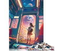 Puzzle carré créatif de 1 000 pièces « Train vers Un Monde Fantastique » pour Adultes, Puzzle en Bois, Jeu Stimulant (1 000 pièces, 75 x 50 cm)