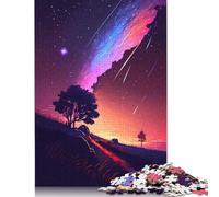 Puzzle carré créatif de 1000 pièces avec sentier de la comète au coucher du soleil pour adultes et puzzles en bois, jeu difficile 1000 pièces (75x50 cm)