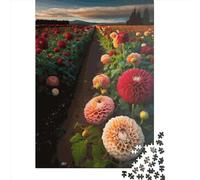 Puzzle carré créatif de 1000 pièces « Champ de Dahlias » pour Adultes et Puzzles en Bois, Jeu Anti-Stress et Cadeau de Noël Unique, 1000 pièces (75 x 50 cm)